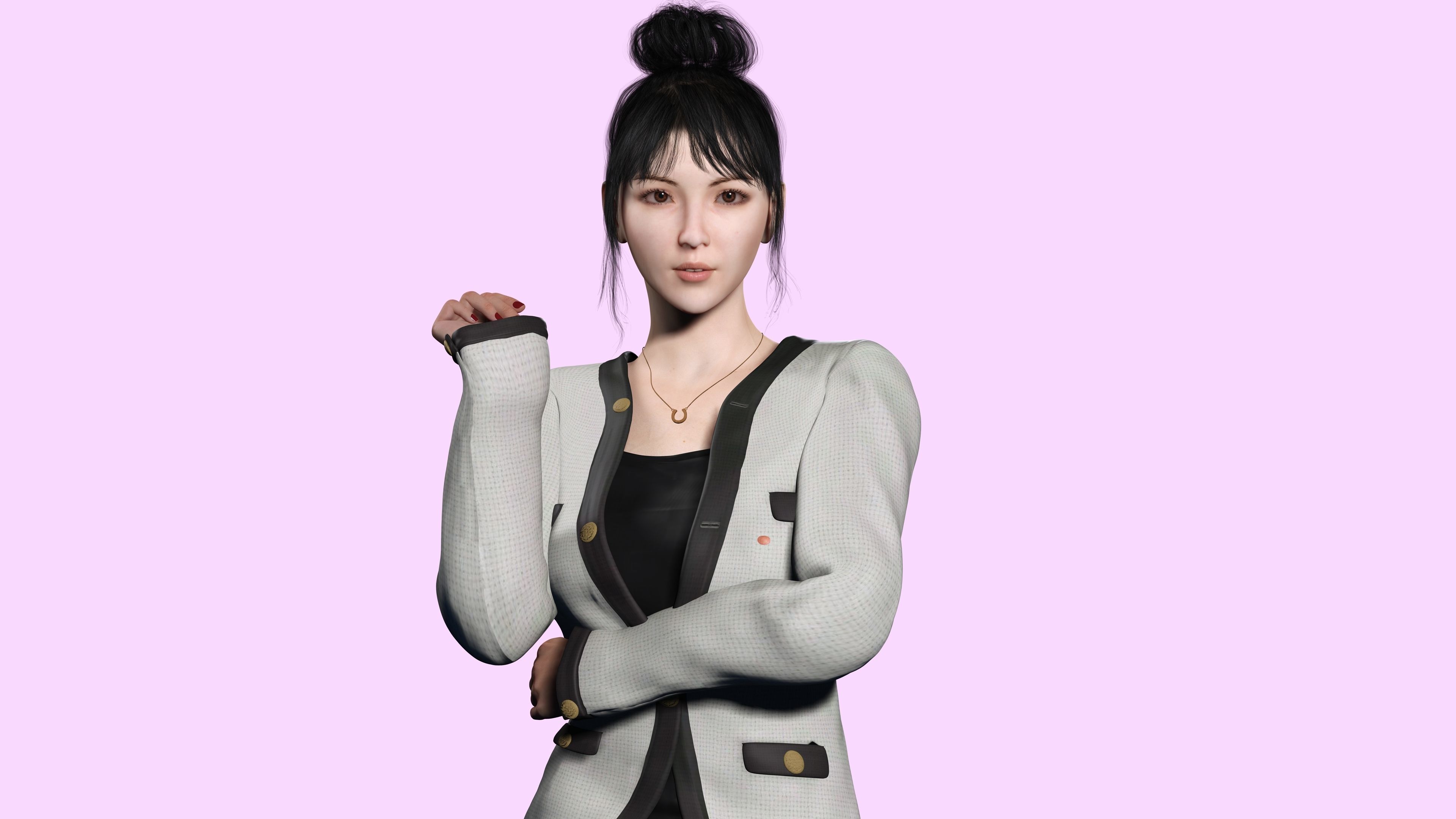 Business Woman Realistic Ready Low-poly 3D model_8