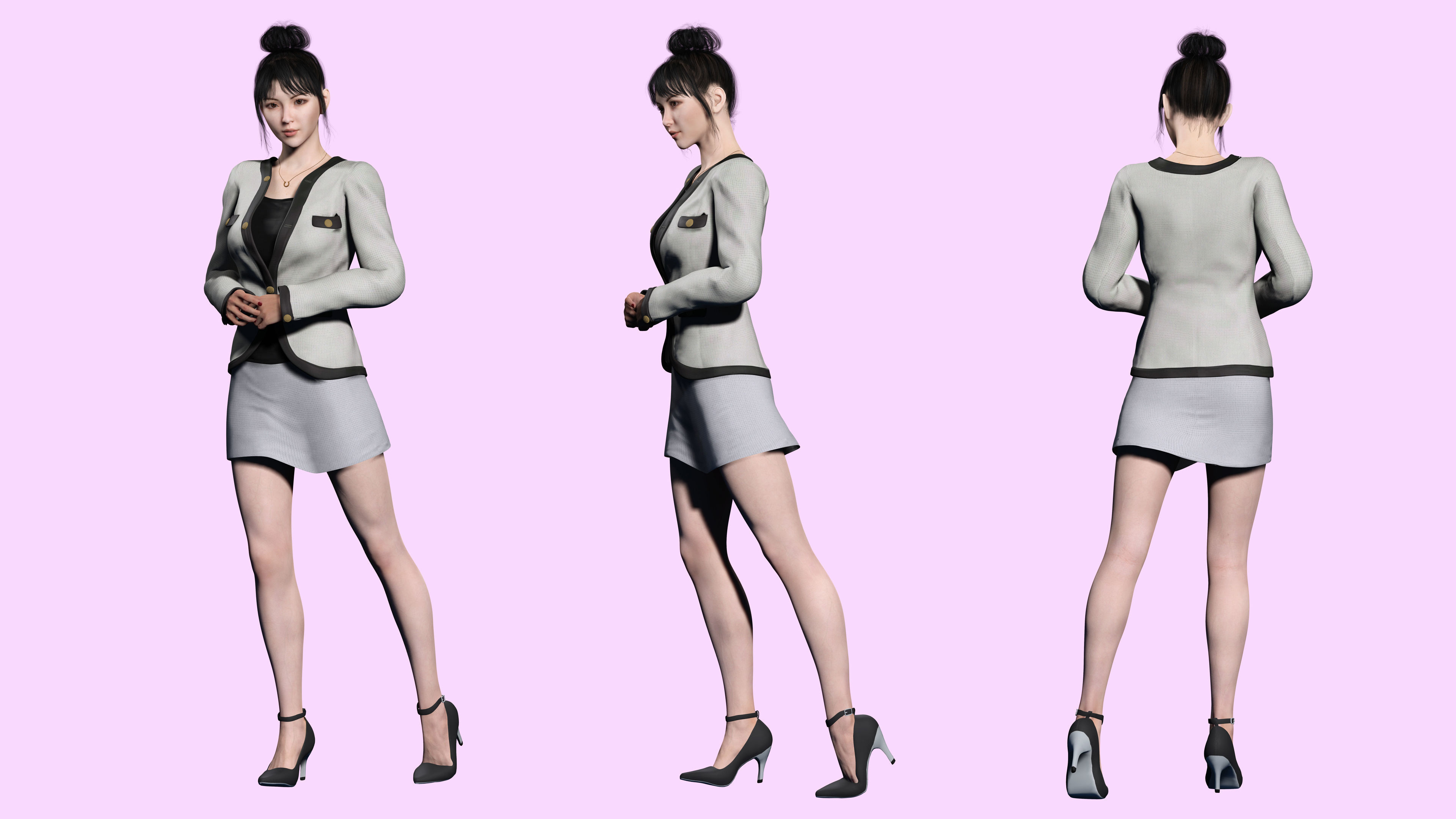 Business Woman Realistic Ready Low-poly 3D model_6