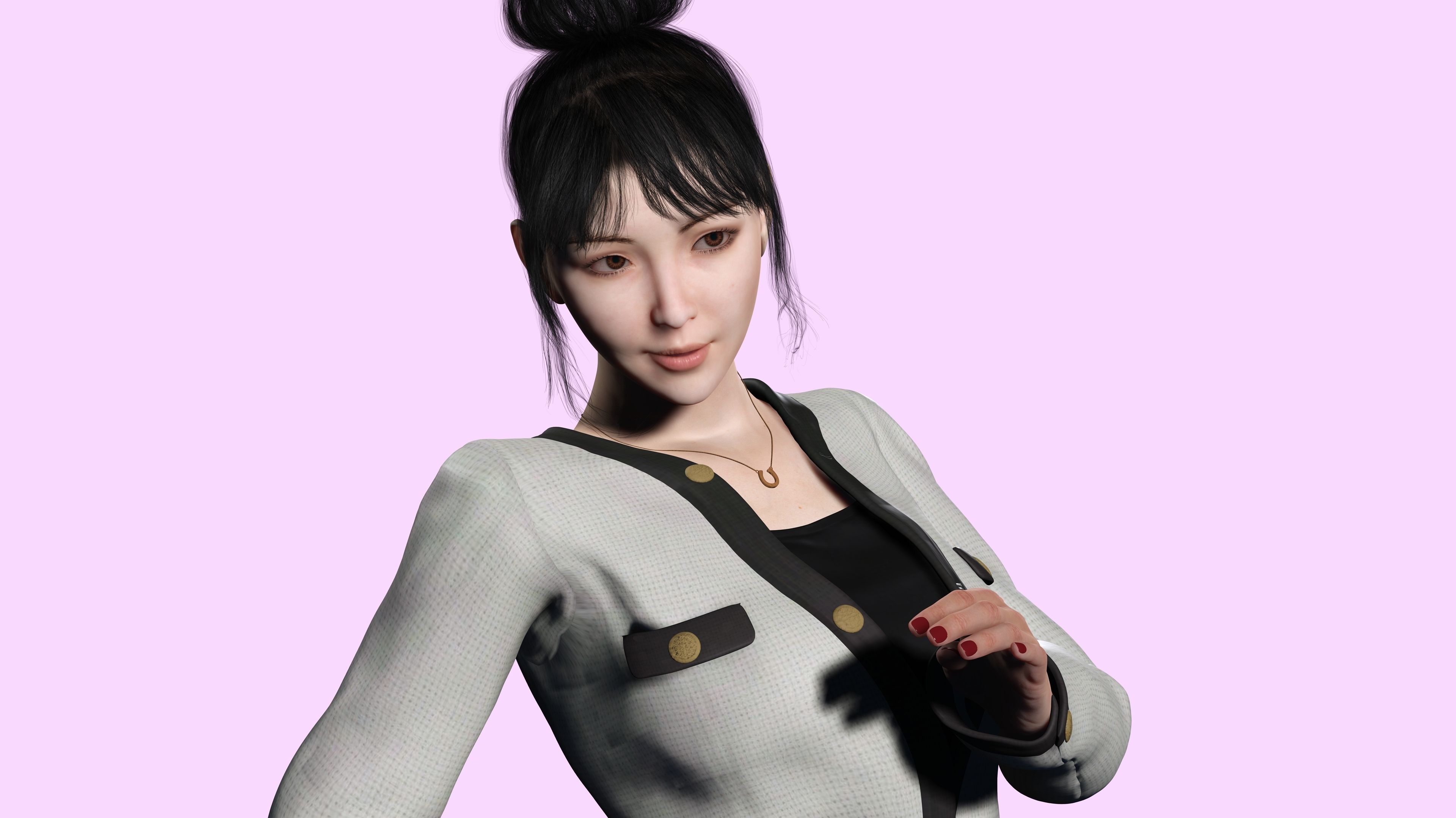 Business Woman Realistic Ready Low-poly 3D model_7