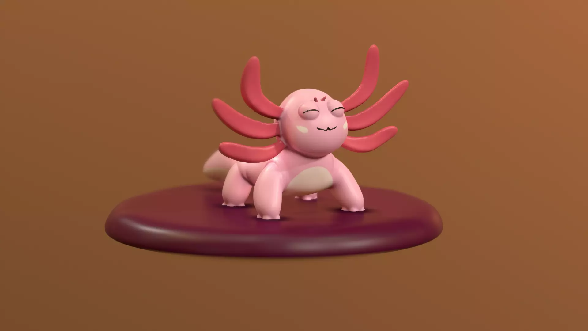 Axolotl cute amphibian statue 3D print model