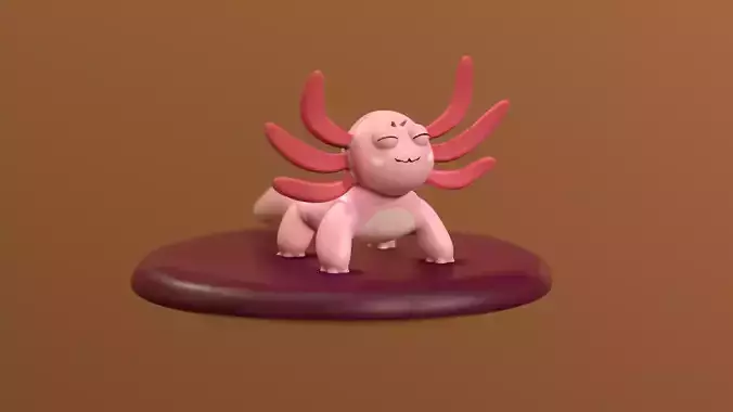 Axolotl cute amphibian statue 3D print model