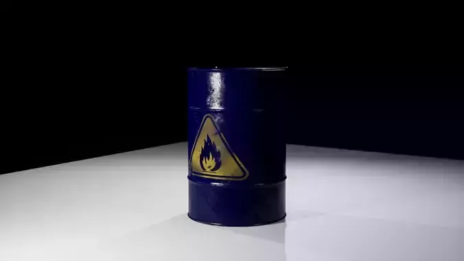Barrel 3D model with flammable symbol