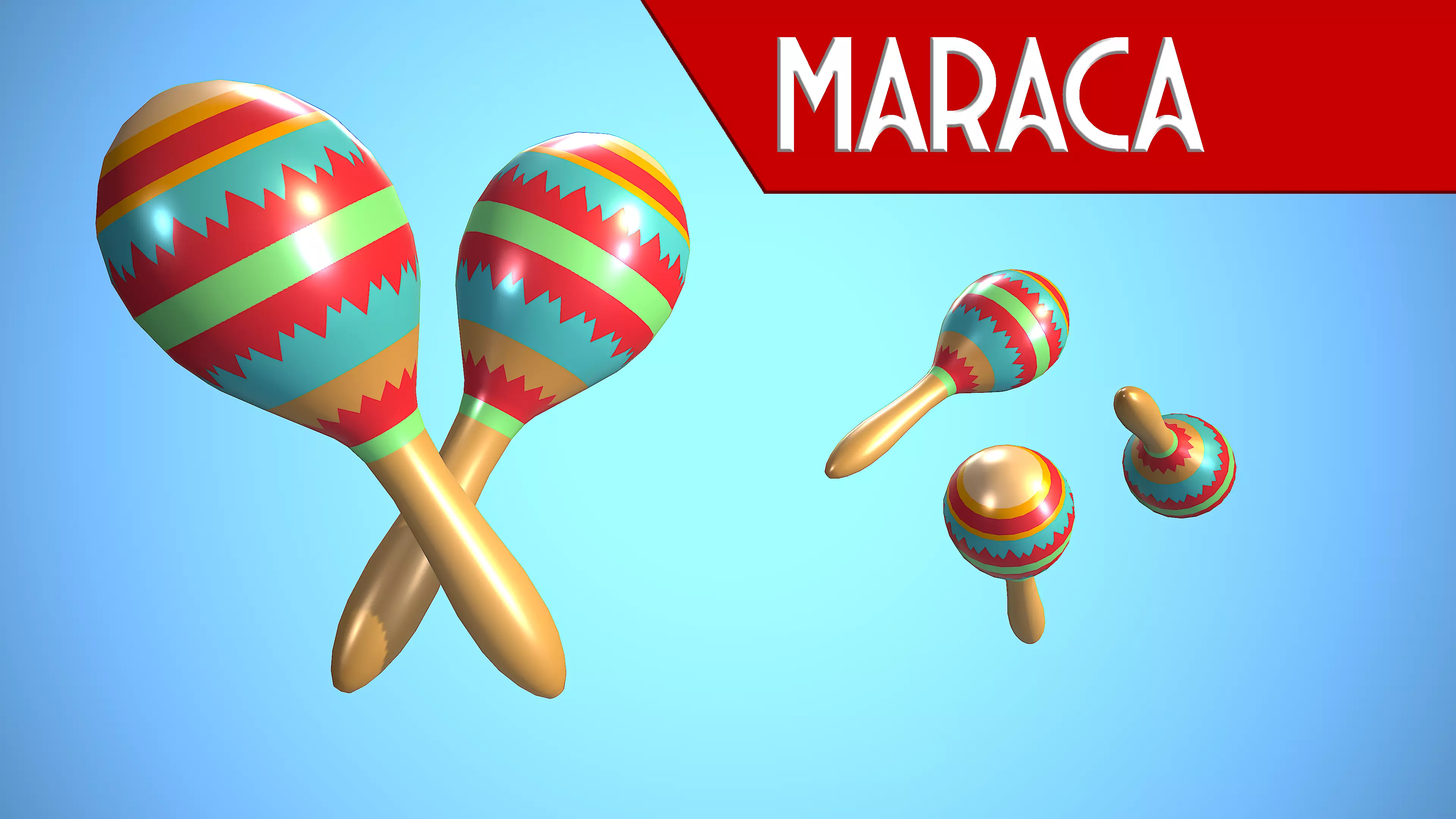 MARACA CARTOON STYLIZED REALISTIC Low-poly 3D model_0