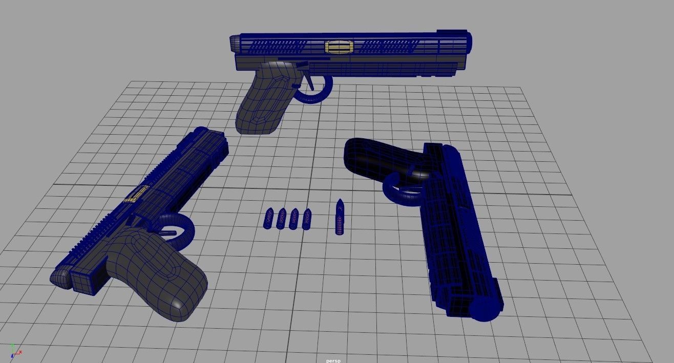 Semi Automictic Pistol 3D model_2