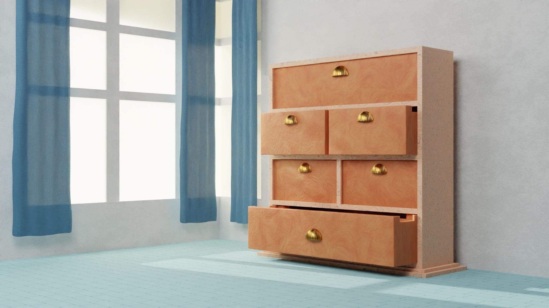 Cabinate for Clothes with multiple Drawer 3D Model Low-poly 3D model_4