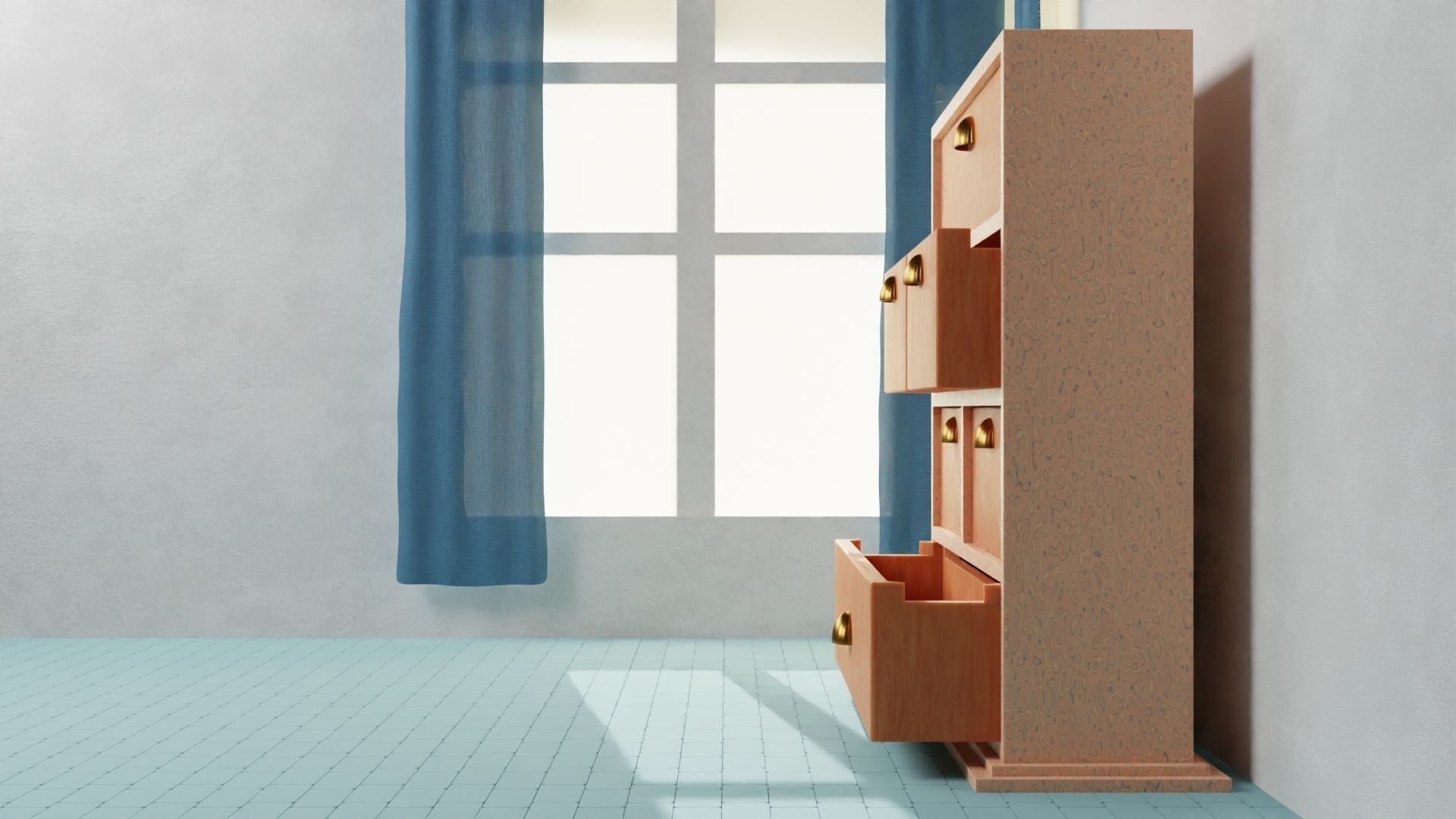 Cabinate for Clothes with multiple Drawer 3D Model Low-poly 3D model_3