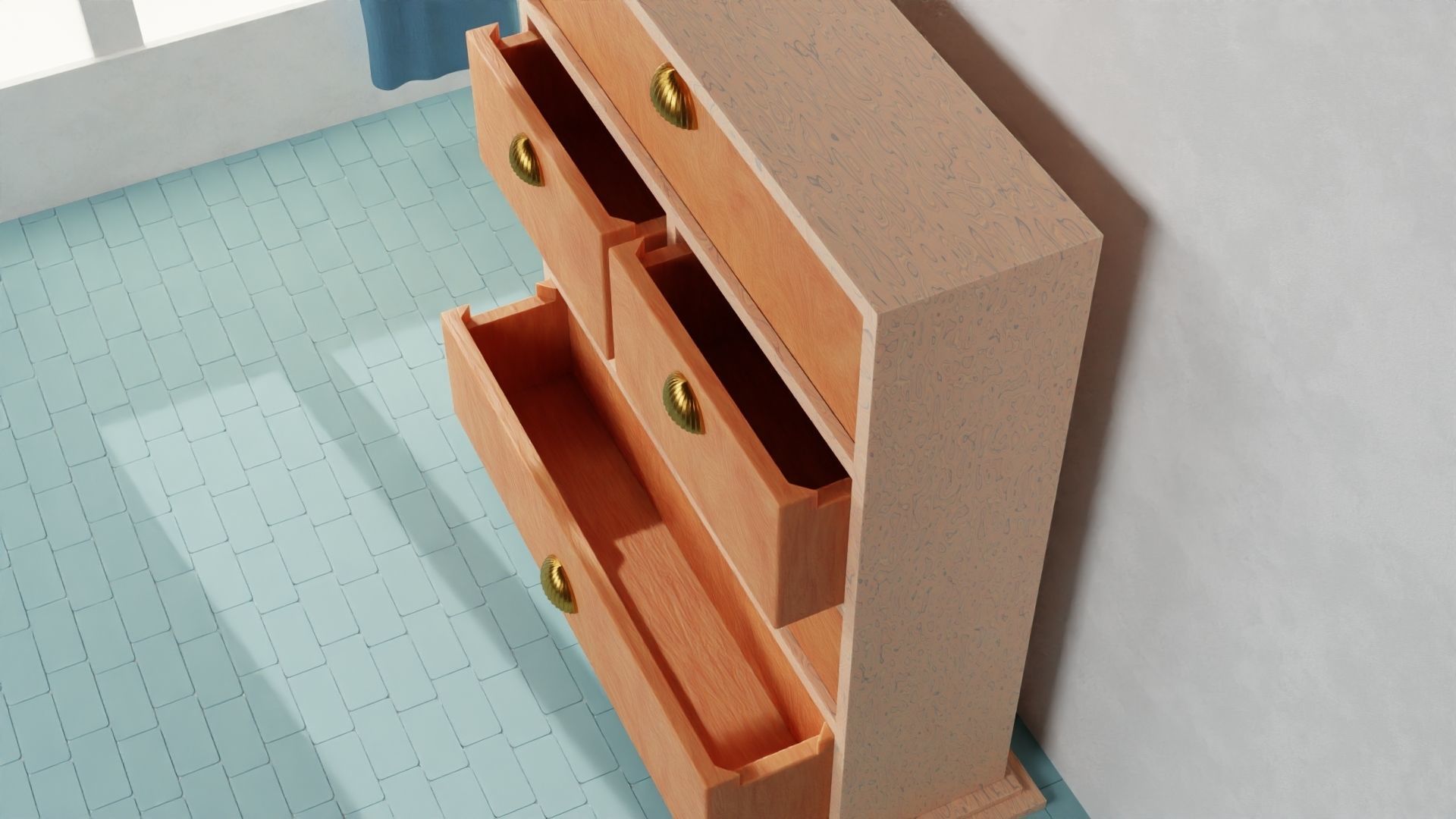 Cabinate for Clothes with multiple Drawer 3D Model Low-poly 3D model_5