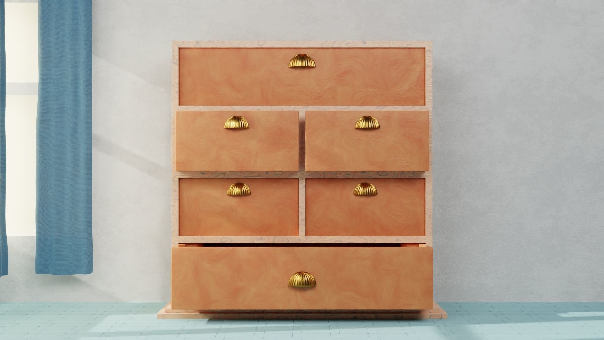 Cabinate for Clothes with multiple Drawer 3D Model Low-poly 3D model_1