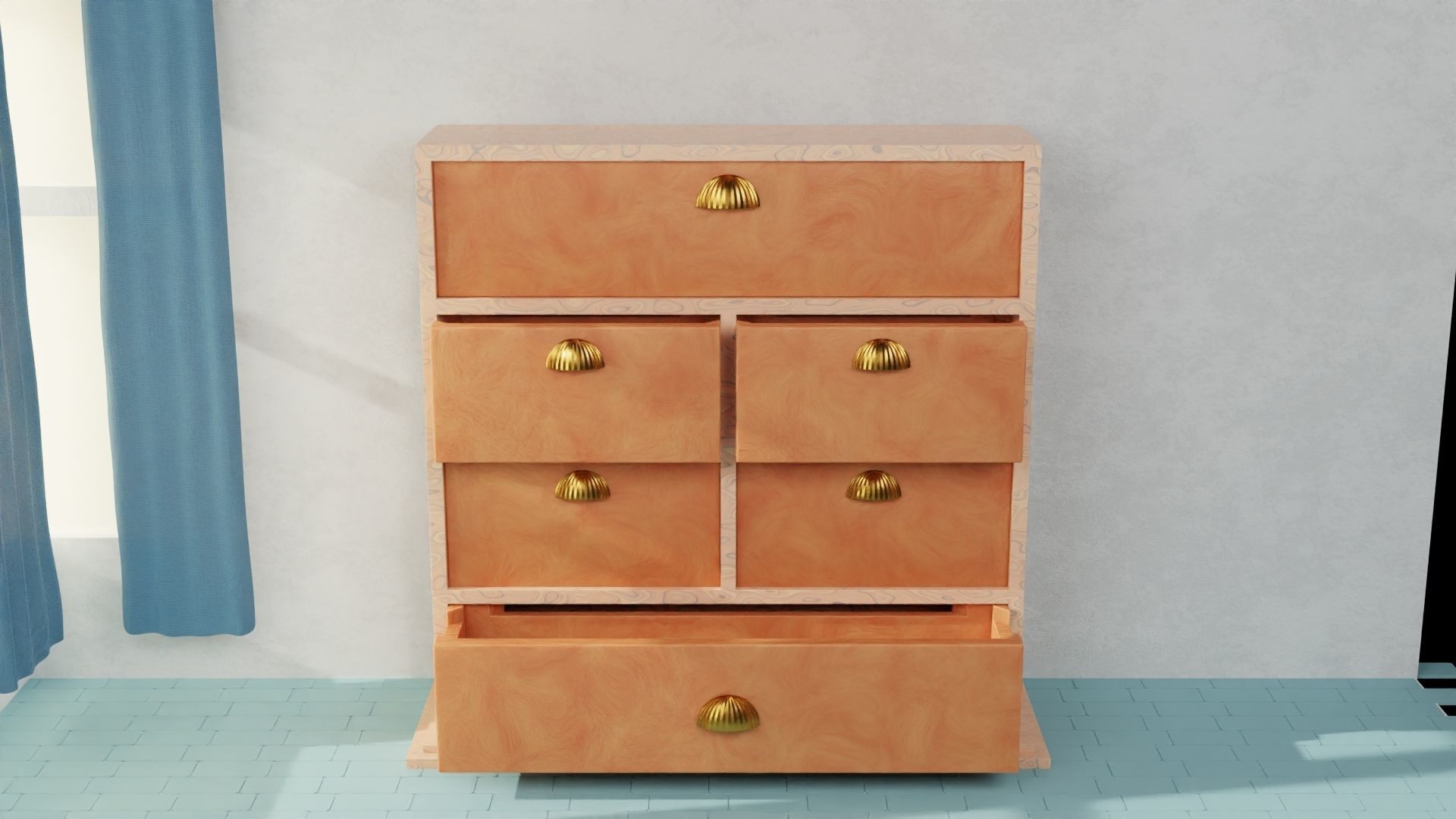 Cabinate for Clothes with multiple Drawer 3D Model Low-poly 3D model_2