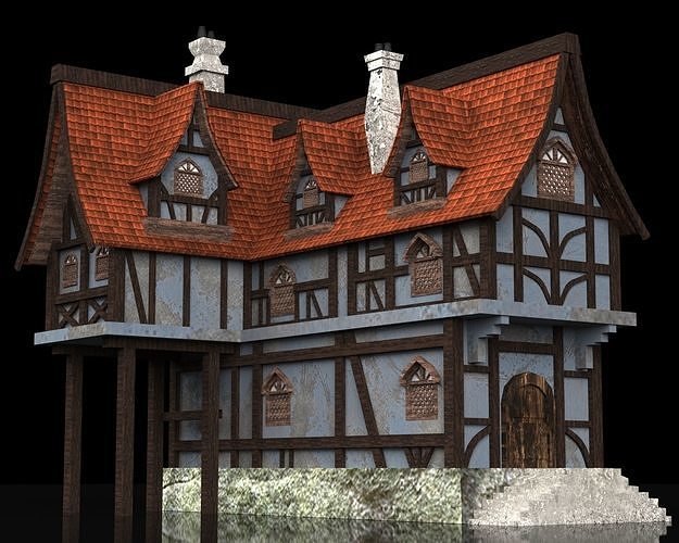 3 Fantasy houses Low-poly 3D model