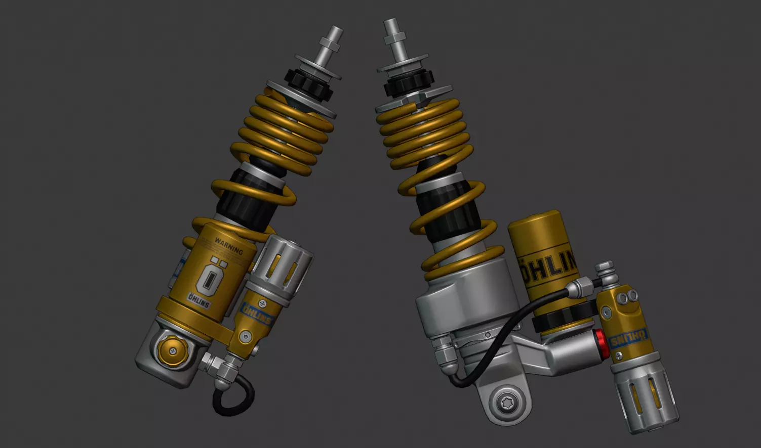 Ohlin Double Shock for Vespa Sprint Low-poly 3D model_0