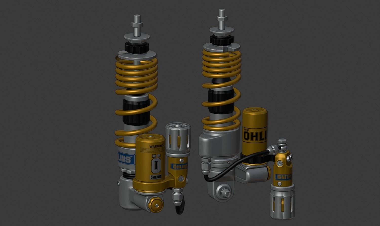 Ohlin Double Shock for Vespa Sprint Low-poly 3D model_2