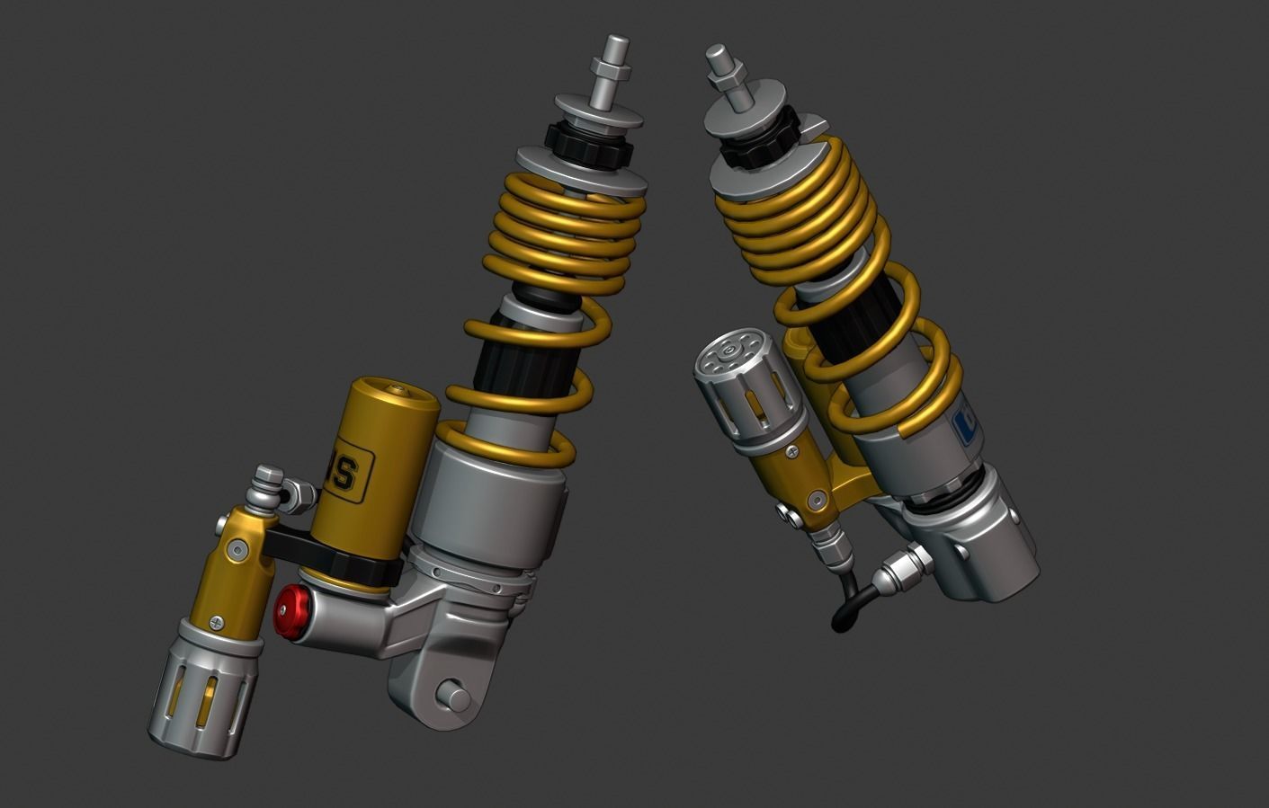 Ohlin Double Shock for Vespa Sprint Low-poly 3D model_3