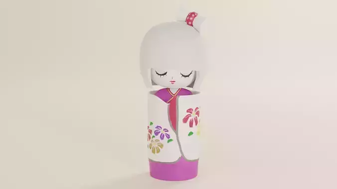 Japanese Kokeshi doll 3D model