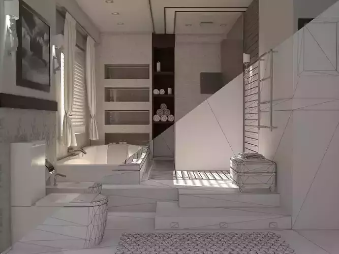 Bathroom 01 VR-ready Low-poly 3D model