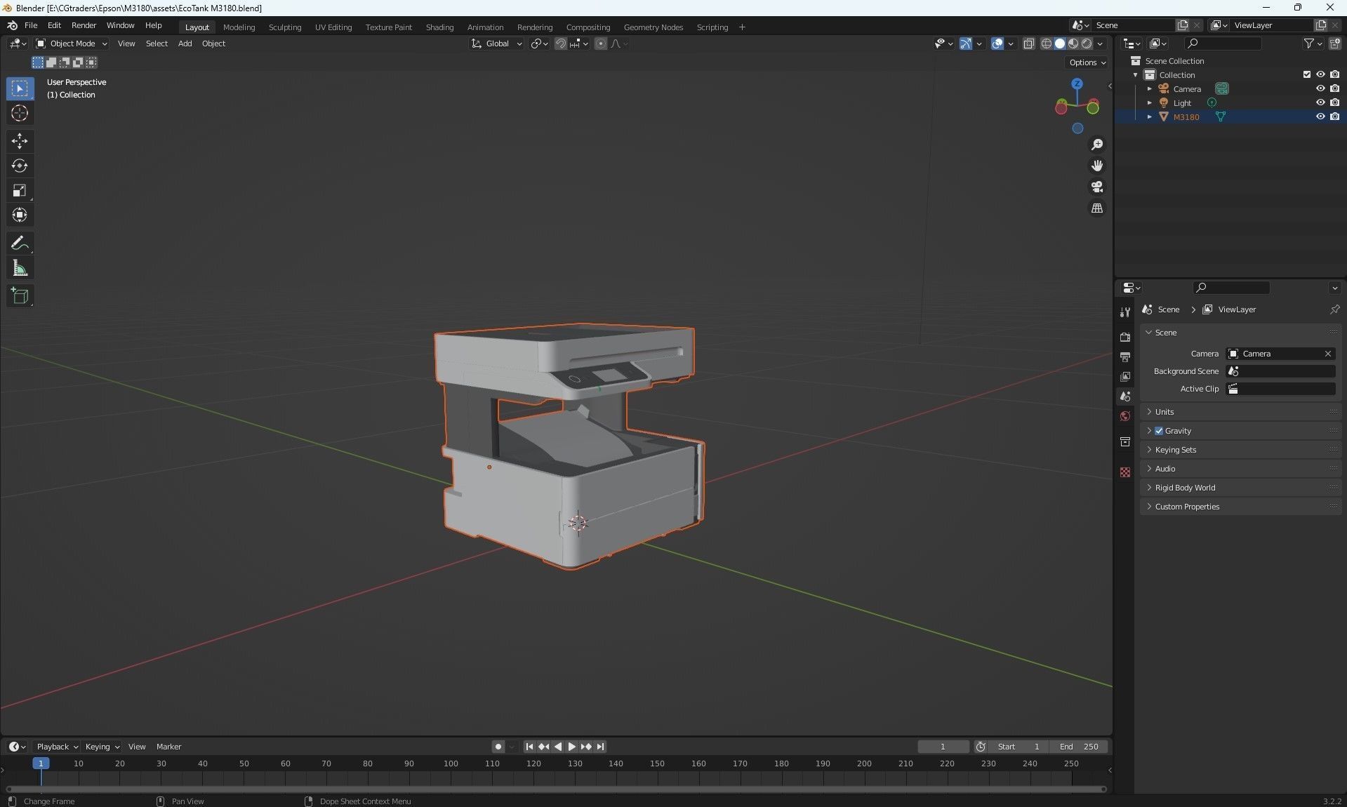 Epson EcoTank M3180 printer Low-poly 3D model_14