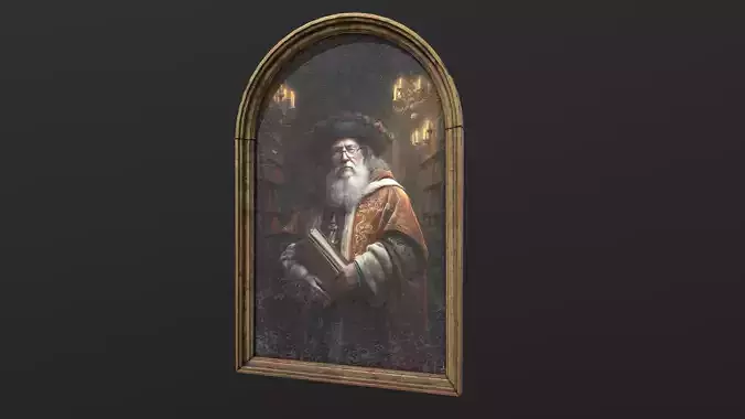 Old Portrait Painting of Wizard Low-poly 3D model