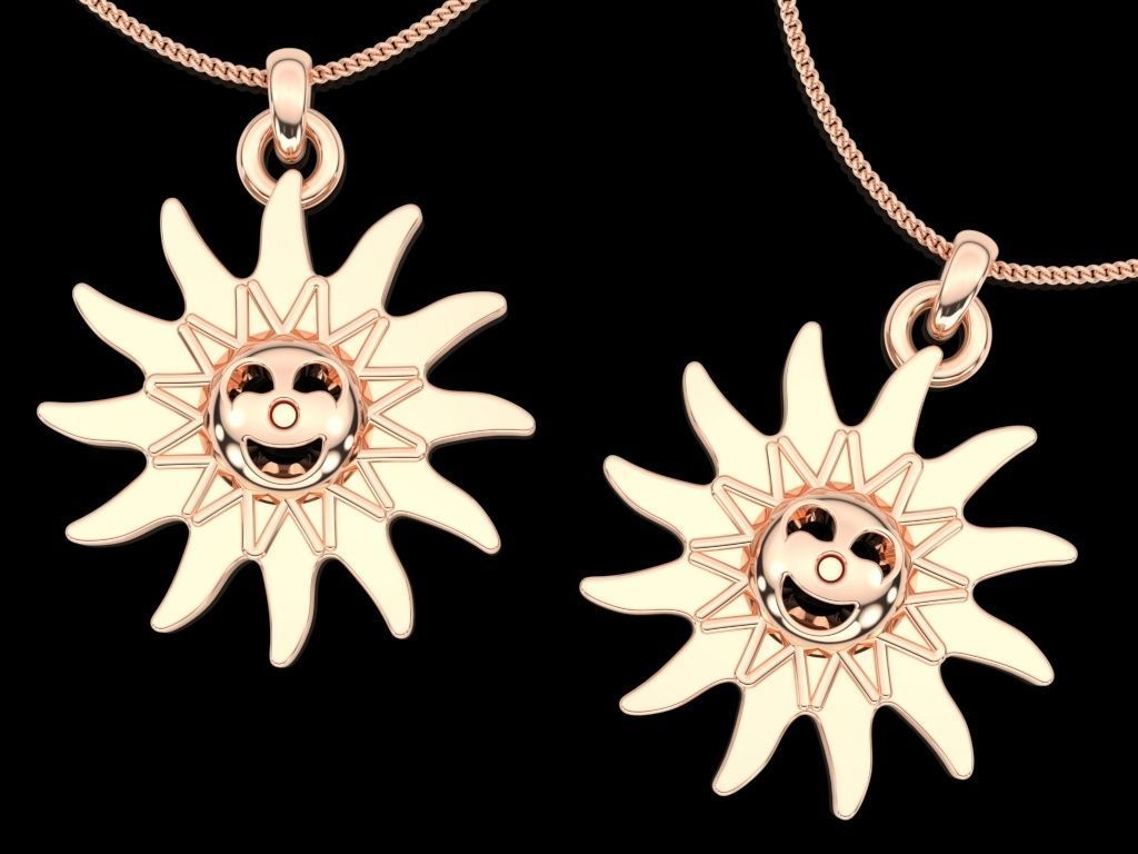sun pendant star pendant gold silver print 3D print model_1