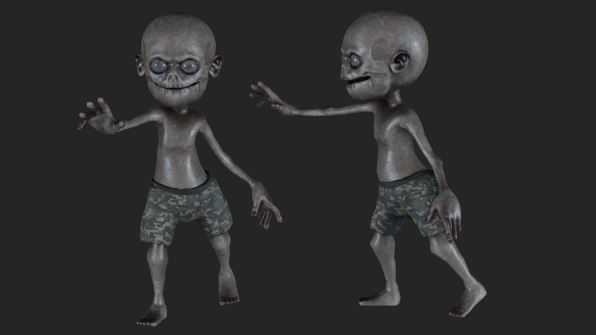 zombie boy Low-poly 3D model_2