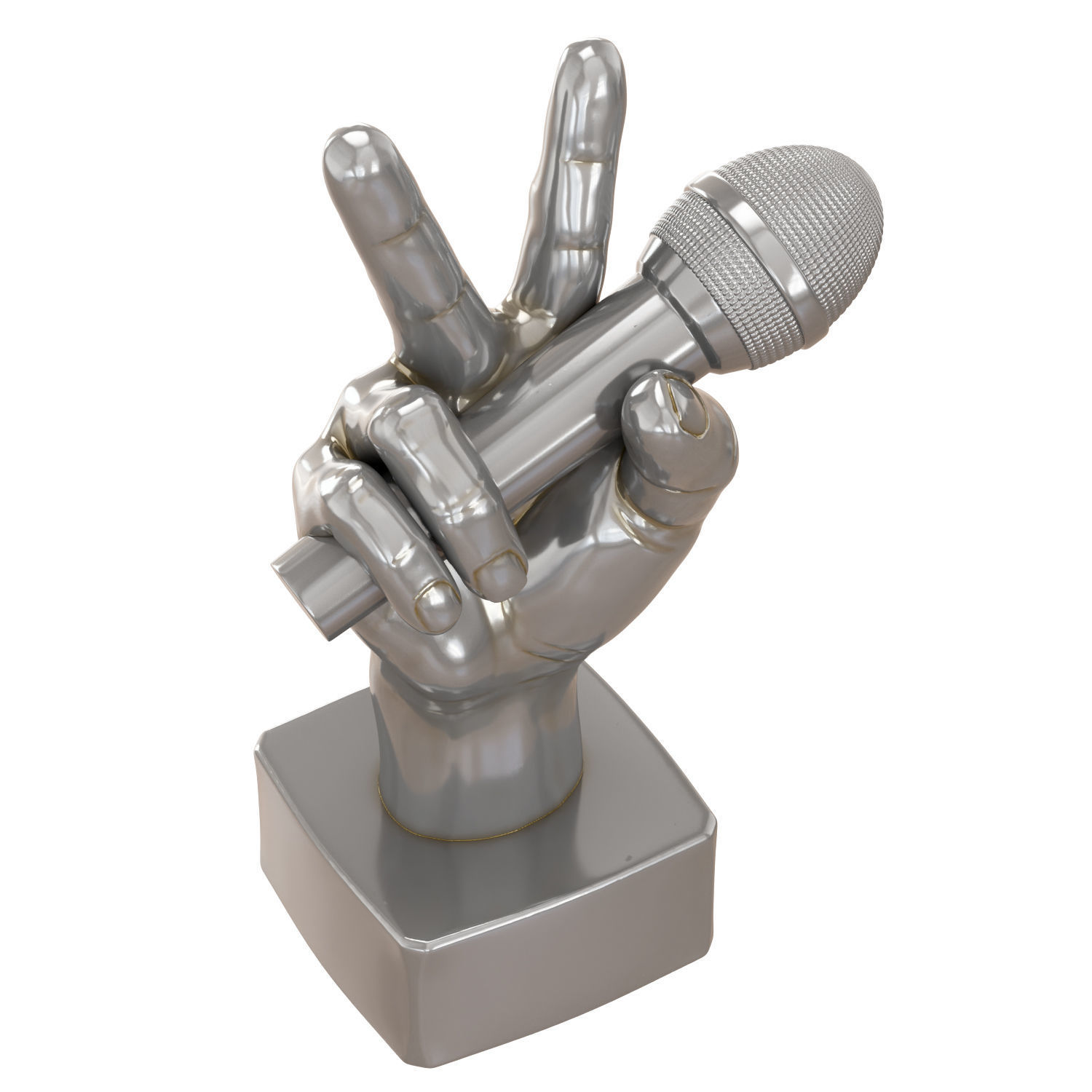 Figurine of a hand with a microphone 3D model_3