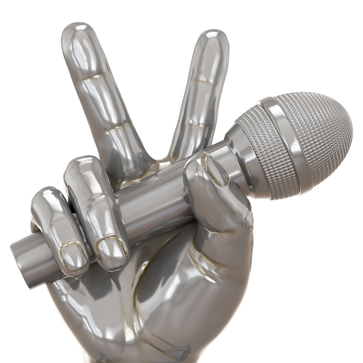 Figurine of a hand with a microphone 3D model_4