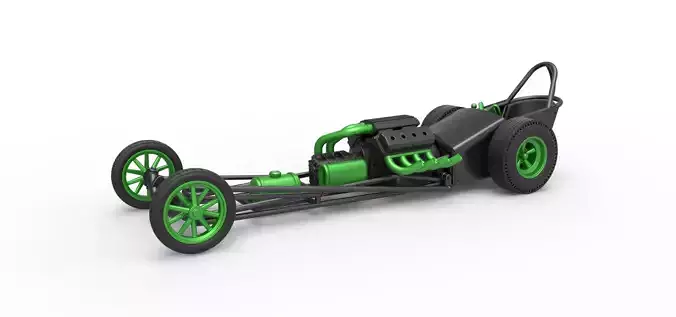 Front engine old school dragster with V8 Version 2 Scale 1 to 25