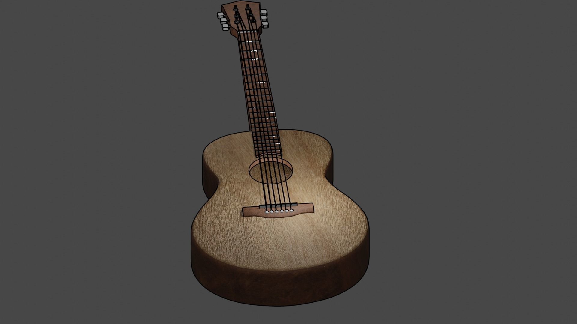 guitar acoustic Free 3D model_5