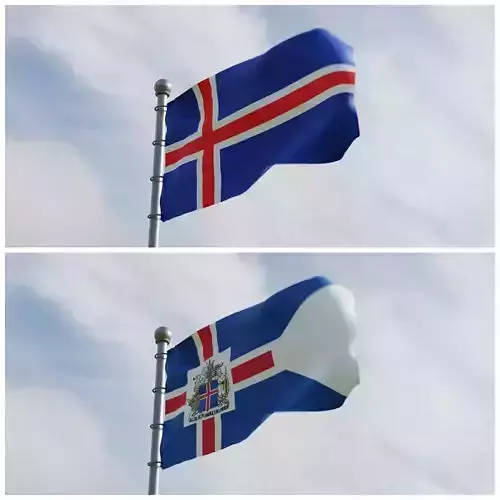 Animated Iceland Flags 3D model