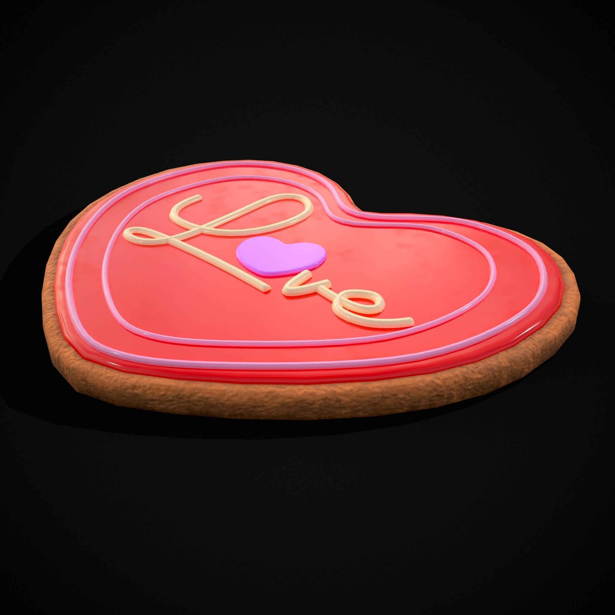 Valentines Love Icing Cookie Low-poly 3D model_30