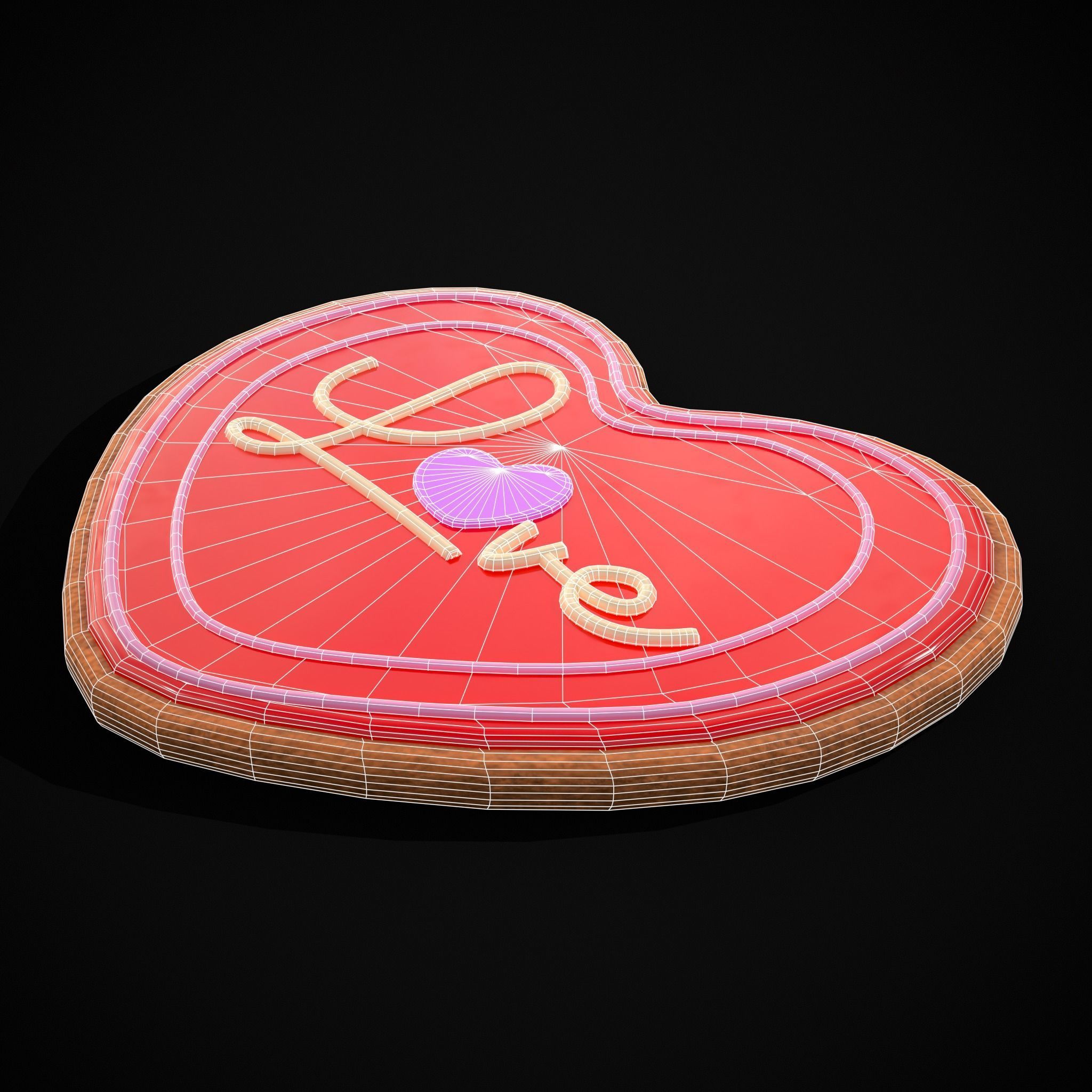 Valentines Love Icing Cookie Low-poly 3D model_12