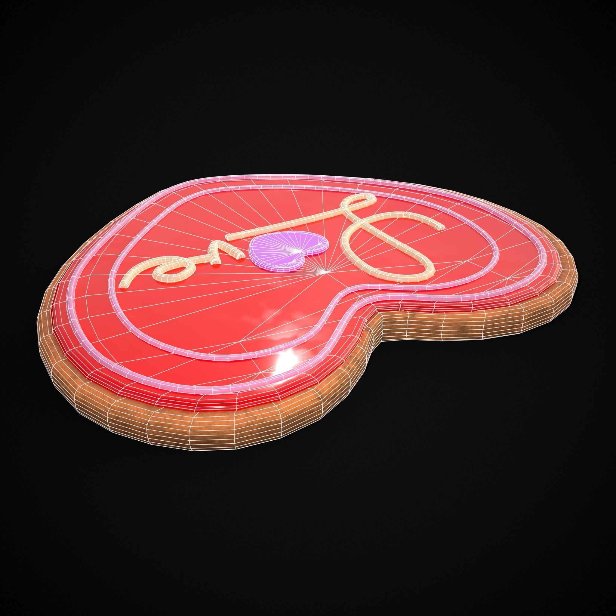 Valentines Love Icing Cookie Low-poly 3D model_6
