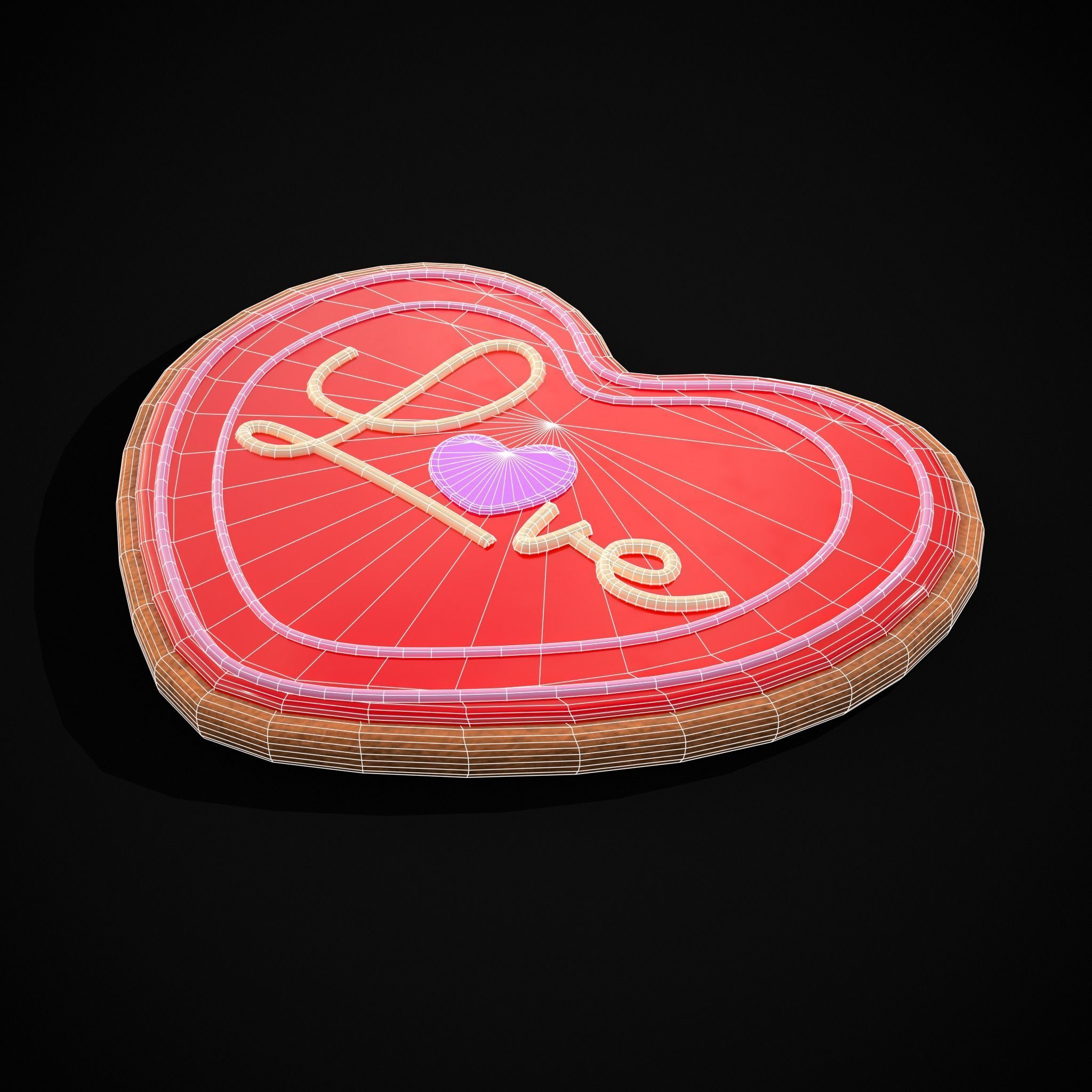 Valentines Love Icing Cookie Low-poly 3D model_32