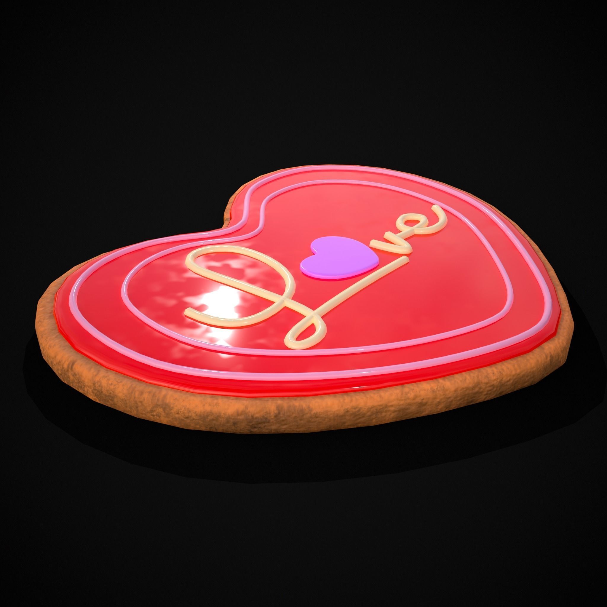 Valentines Love Icing Cookie Low-poly 3D model_13