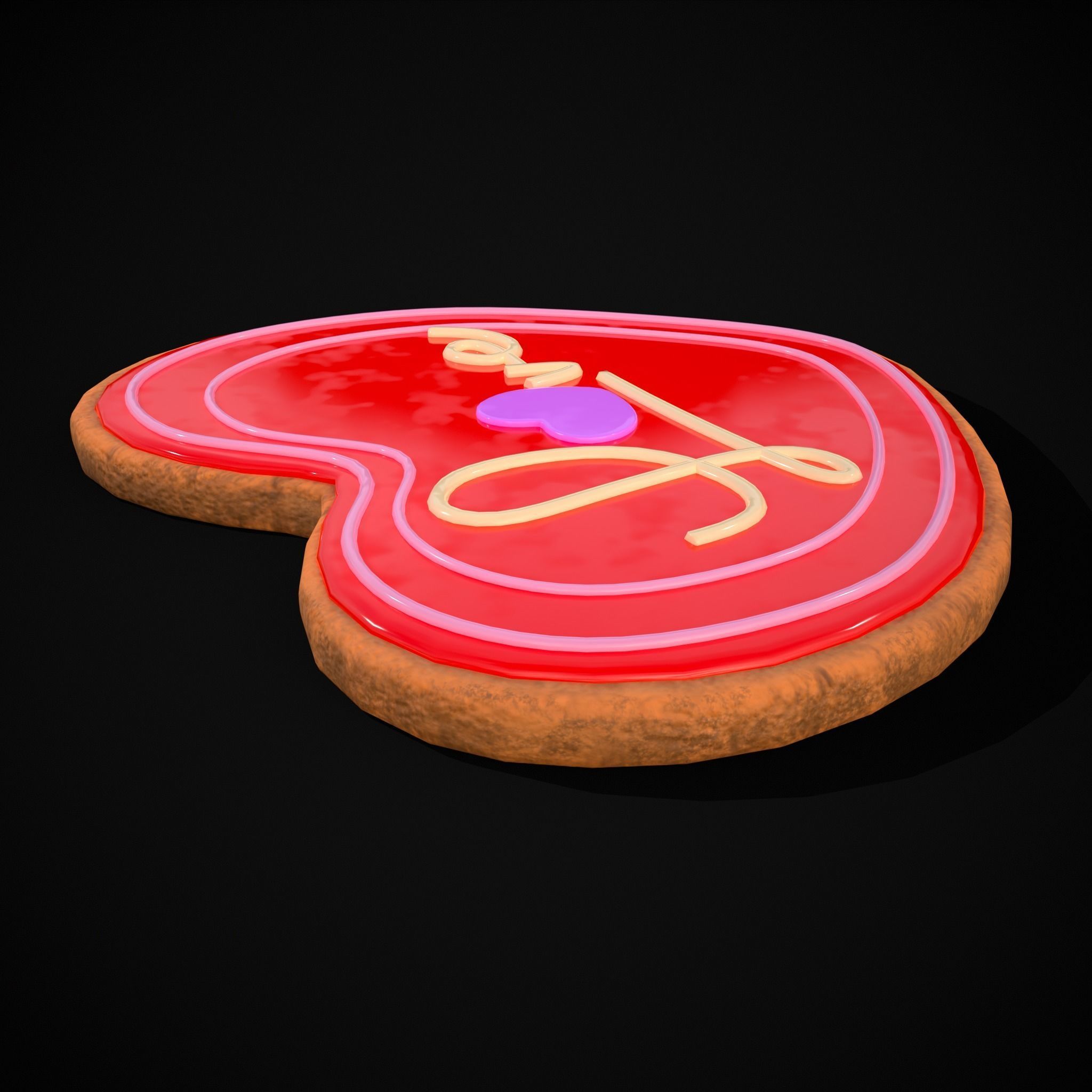 Valentines Love Icing Cookie Low-poly 3D model_3