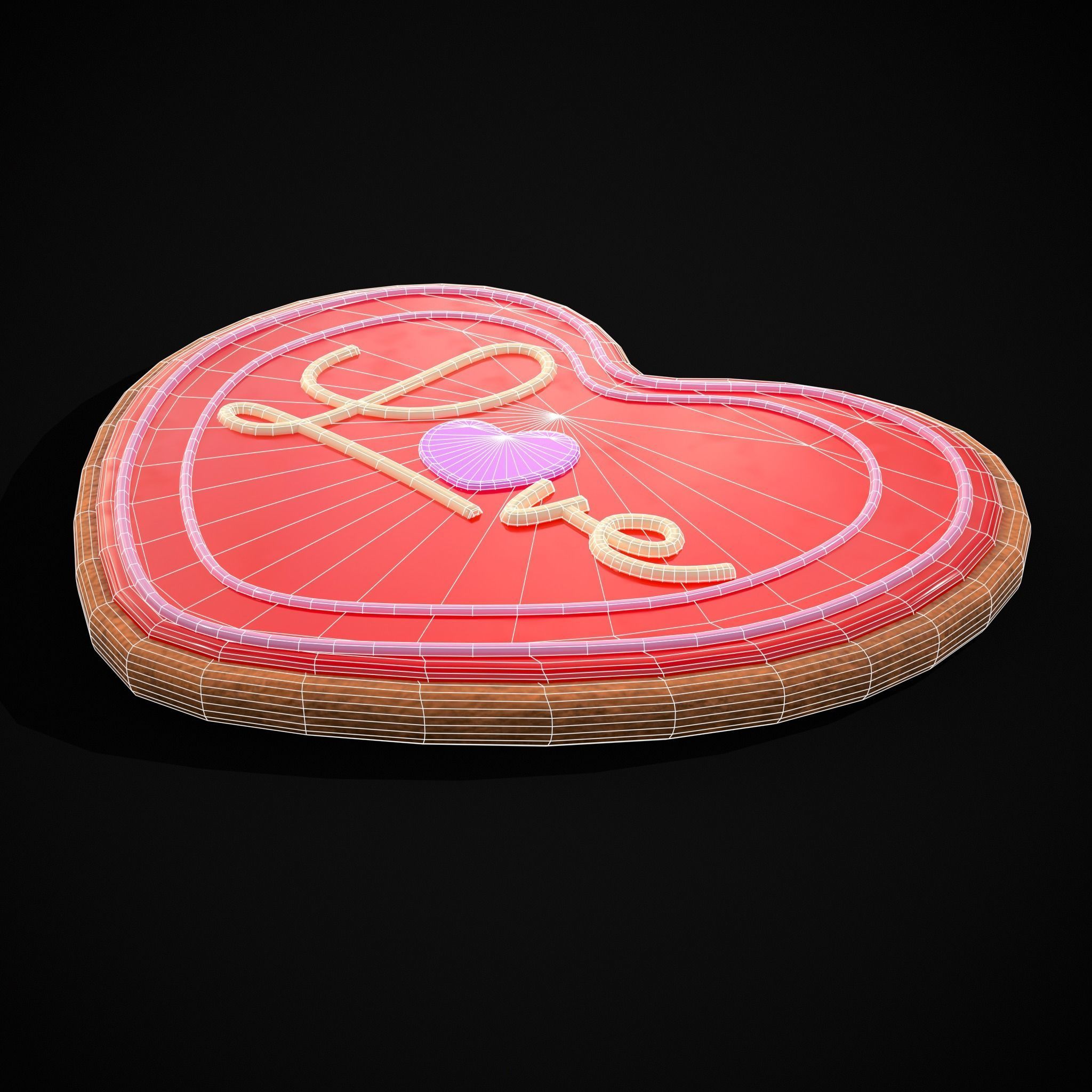 Valentines Love Icing Cookie Low-poly 3D model_31
