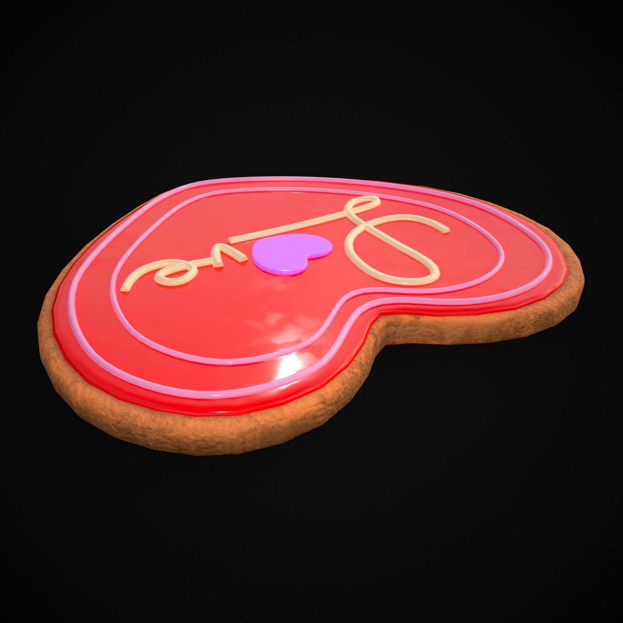 Valentines Love Icing Cookie Low-poly 3D model_5