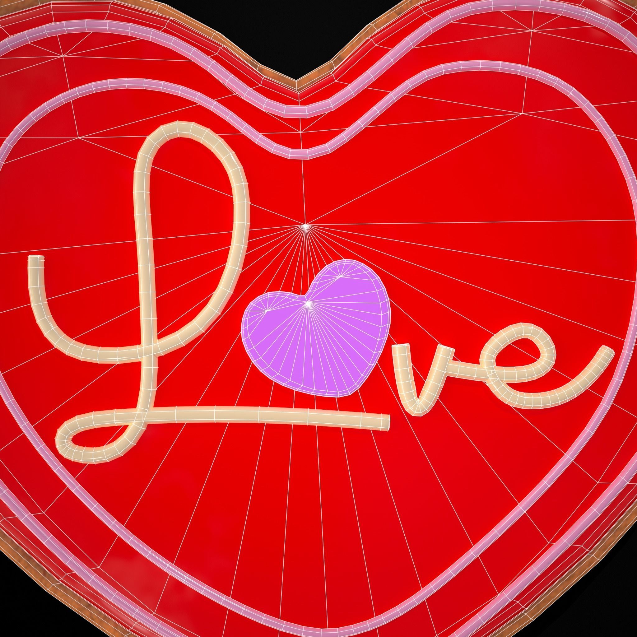 Valentines Love Icing Cookie Low-poly 3D model_16