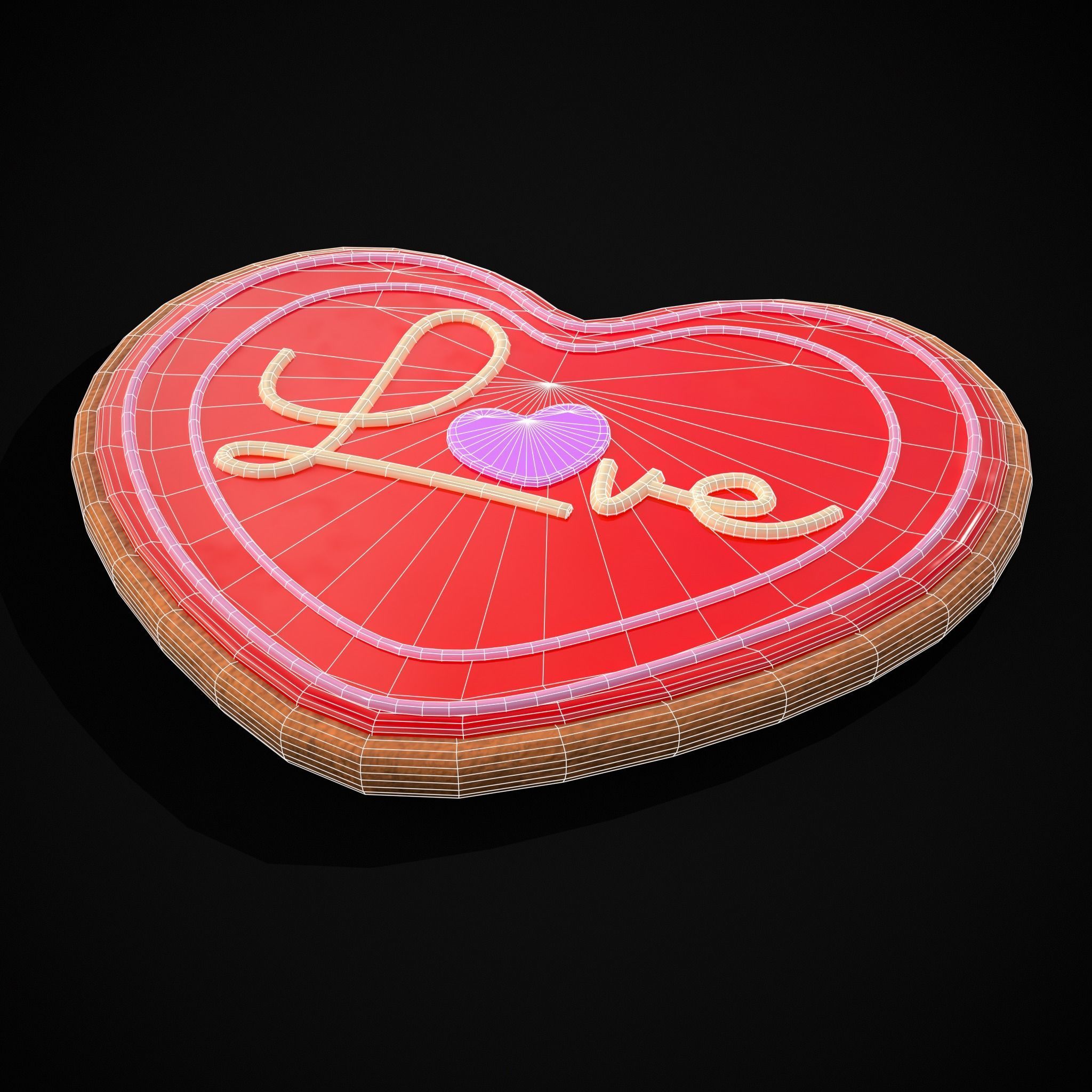Valentines Love Icing Cookie Low-poly 3D model_2