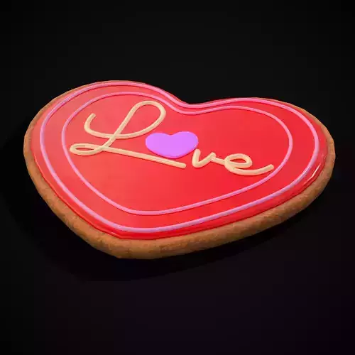 Valentines Love Icing Cookie Low-poly 3D model