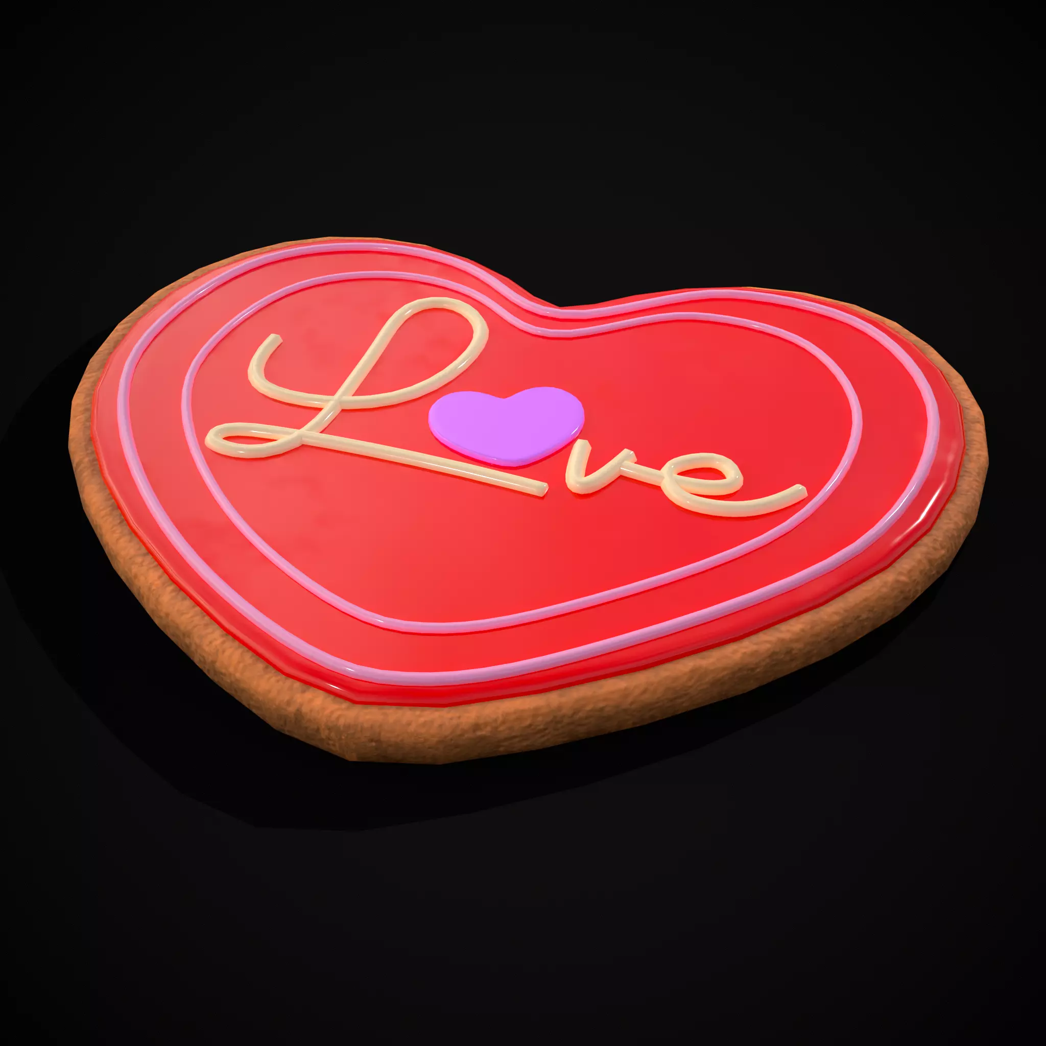 Valentines Love Icing Cookie Low-poly 3D model_0