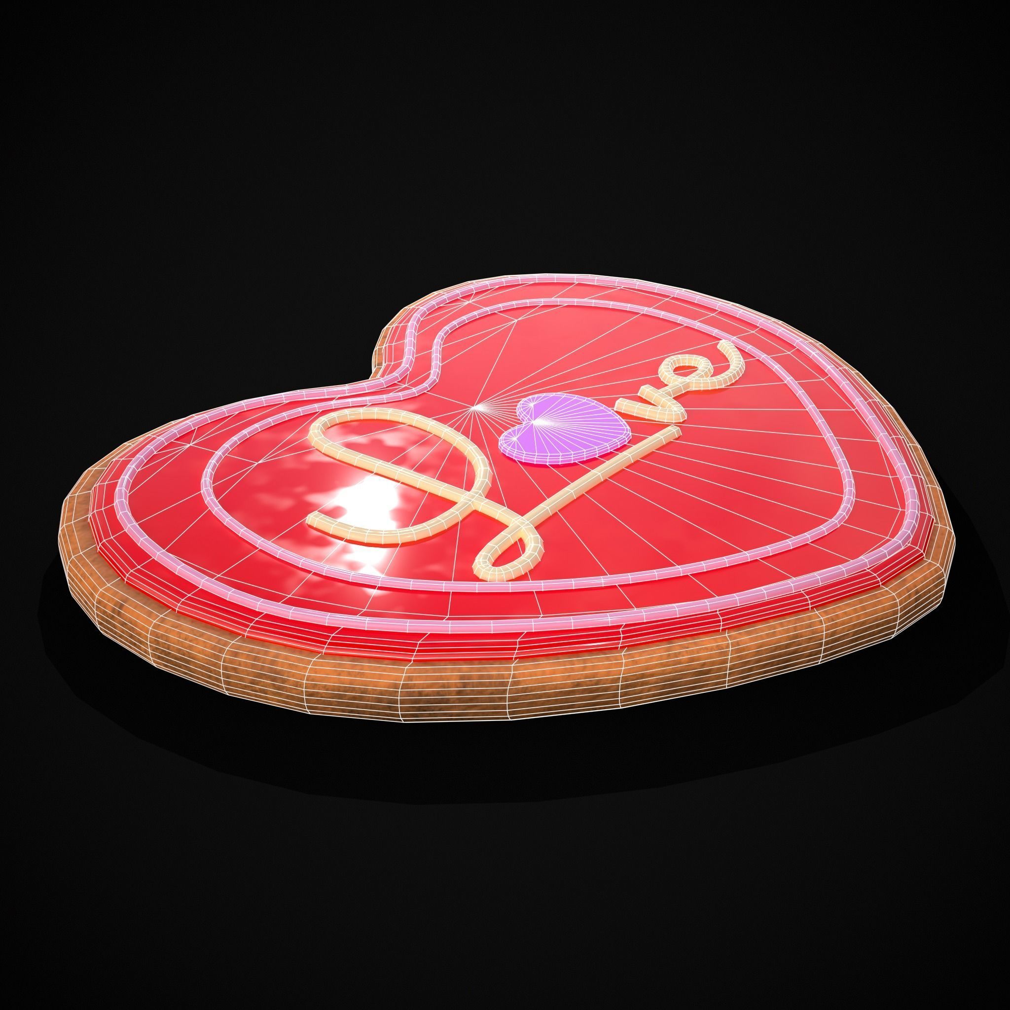 Valentines Love Icing Cookie Low-poly 3D model_14