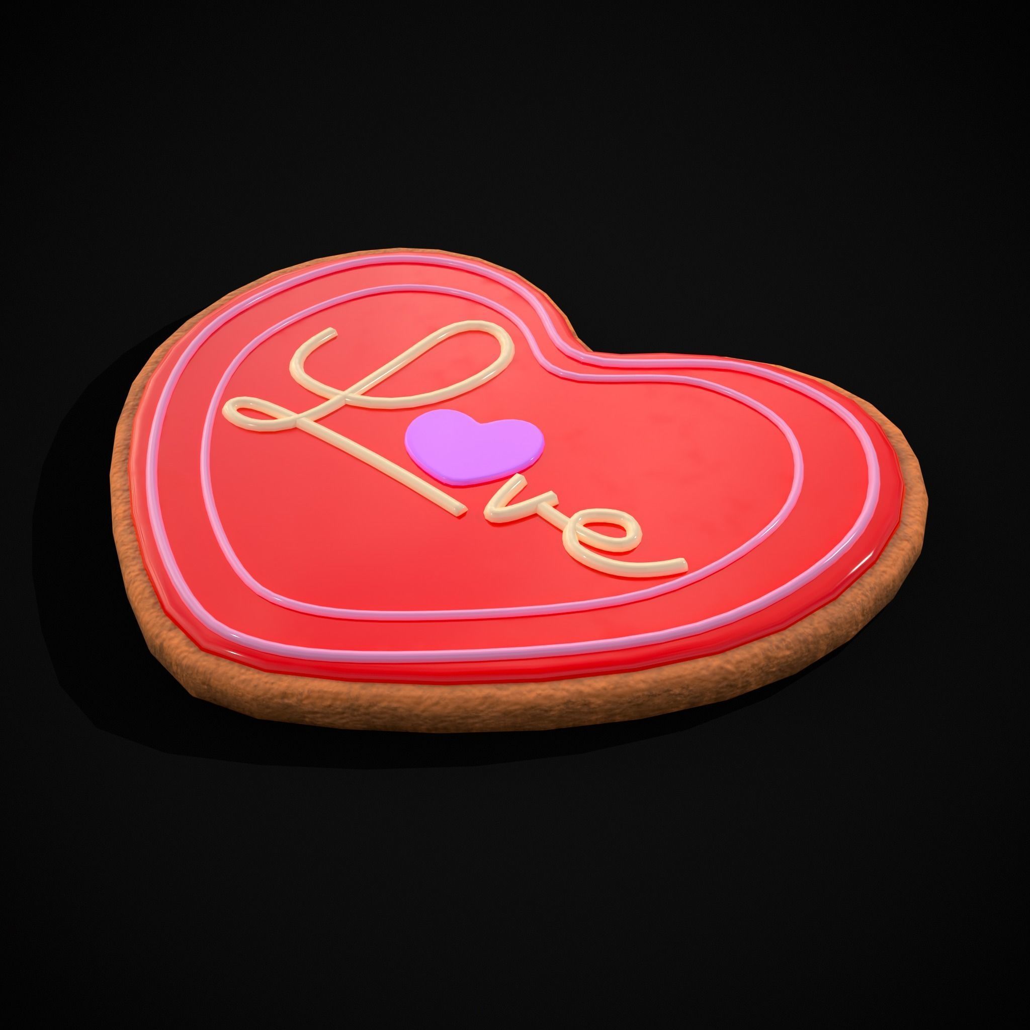 Valentines Love Icing Cookie Low-poly 3D model_27