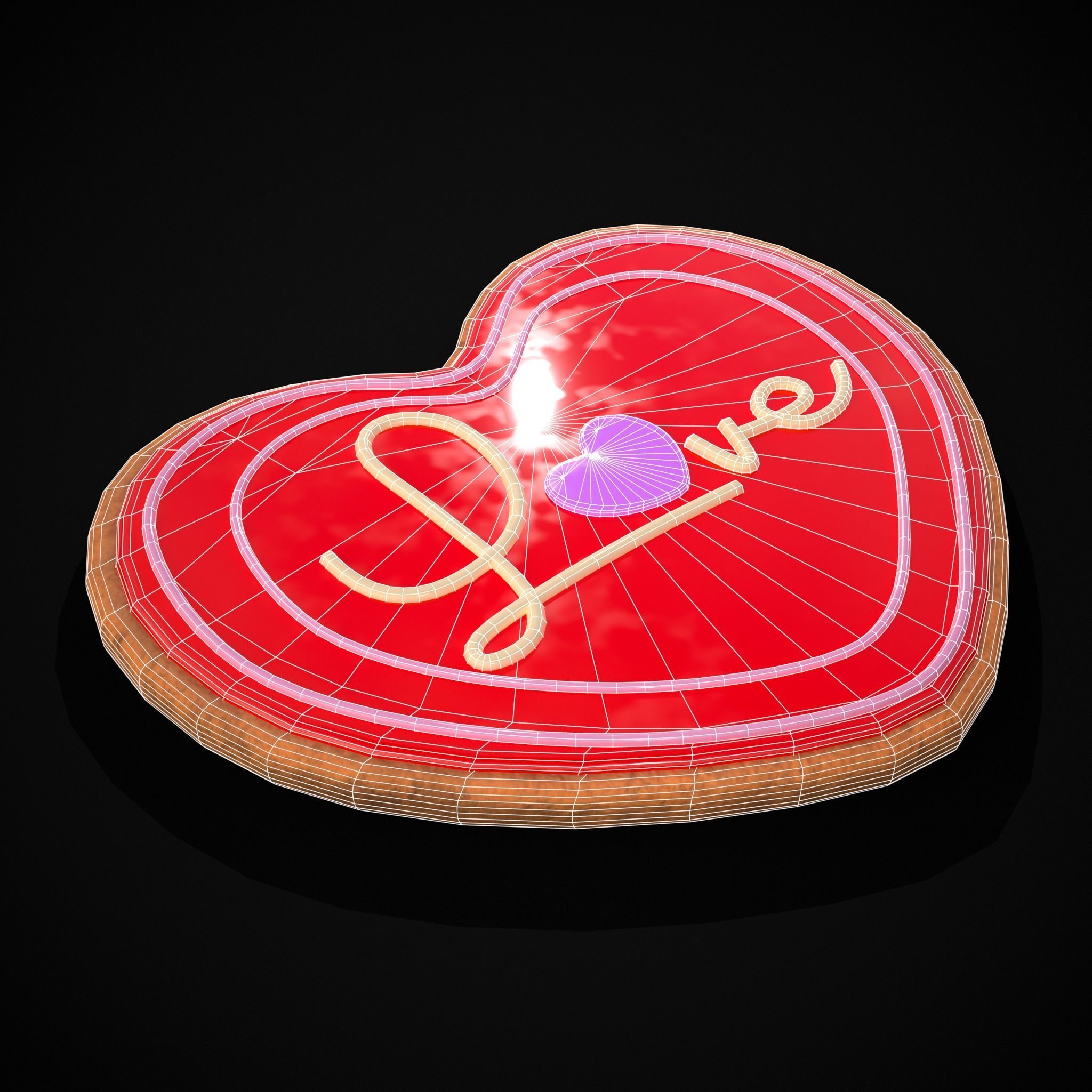 Valentines Love Icing Cookie Low-poly 3D model_10