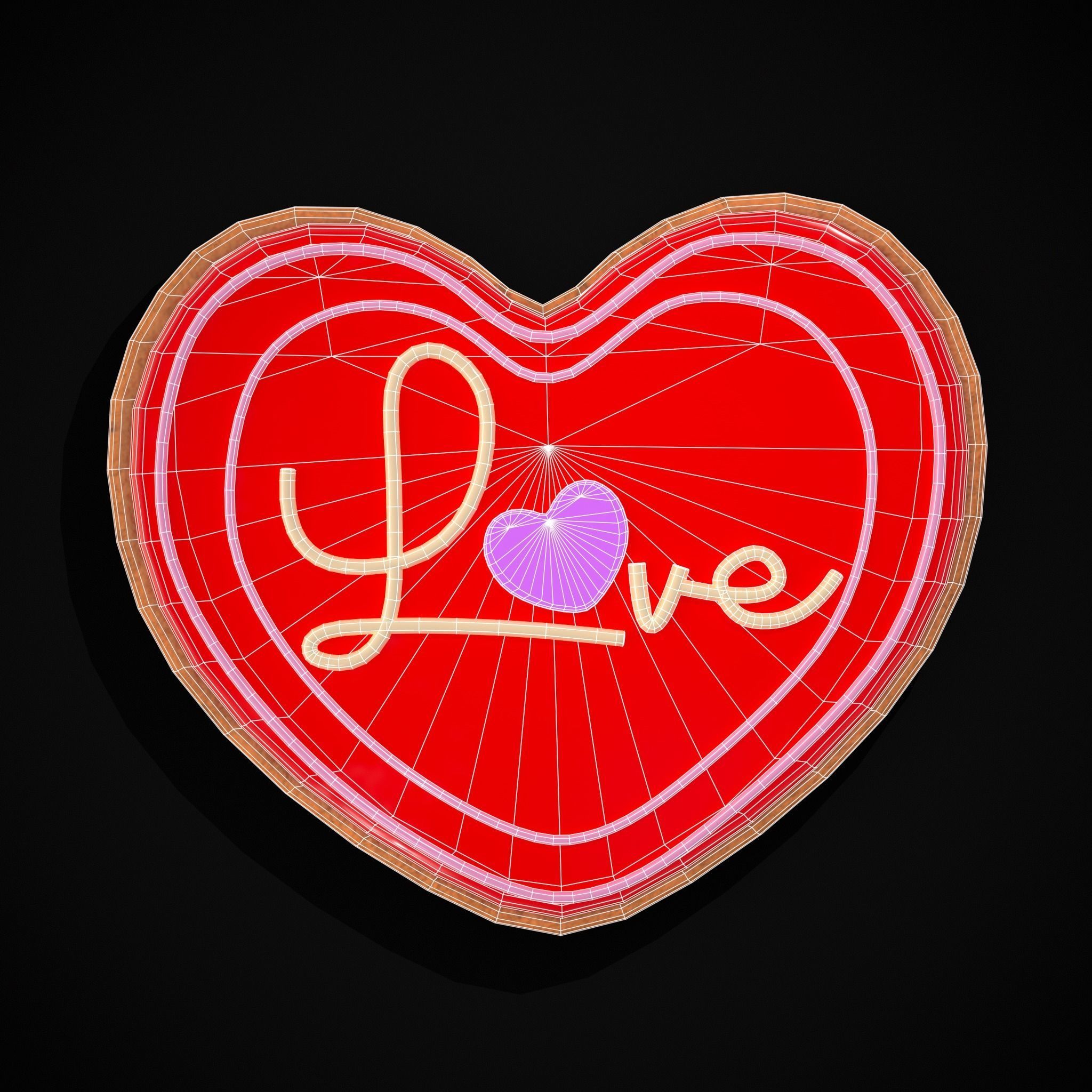 Valentines Love Icing Cookie Low-poly 3D model_8