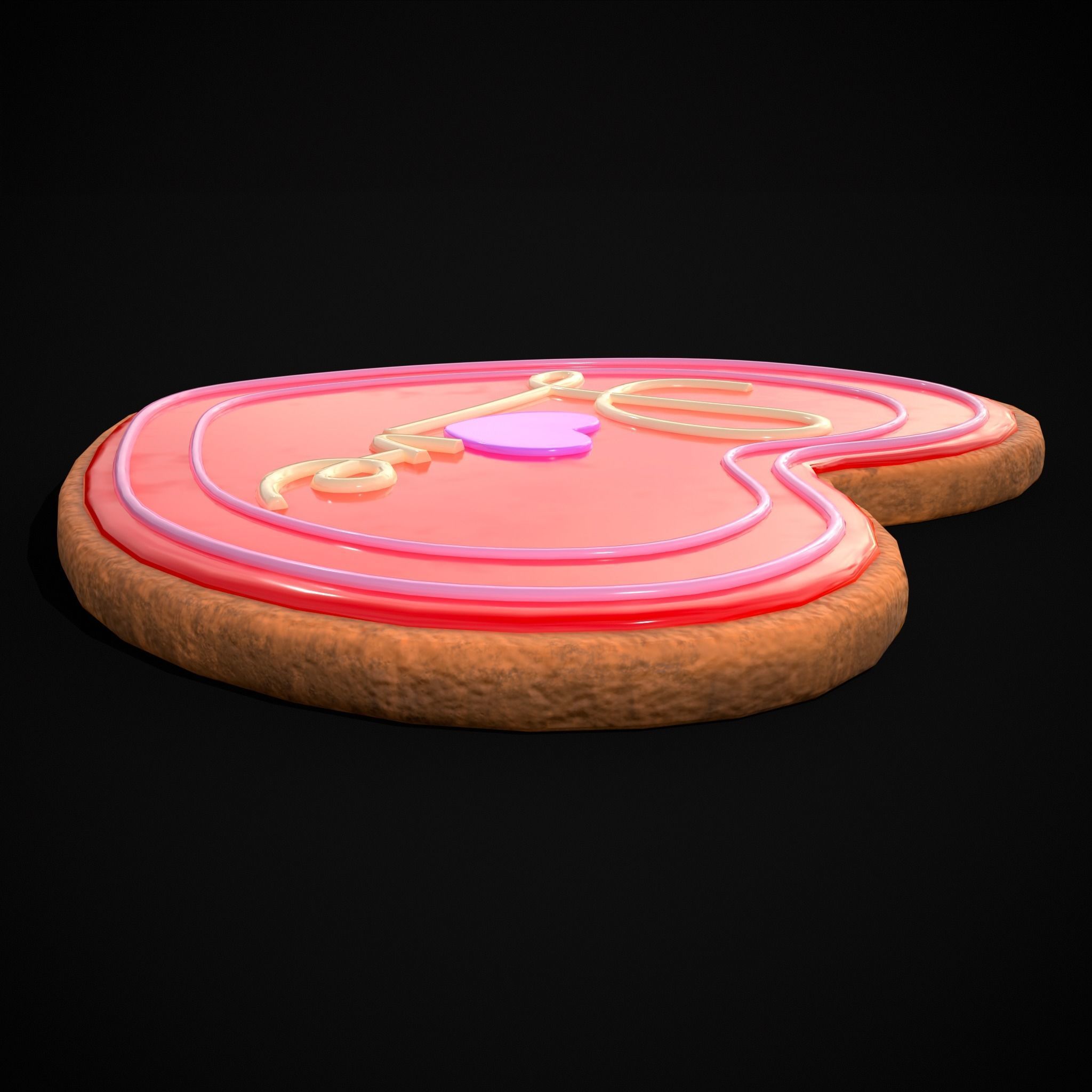 Valentines Love Icing Cookie Low-poly 3D model_28