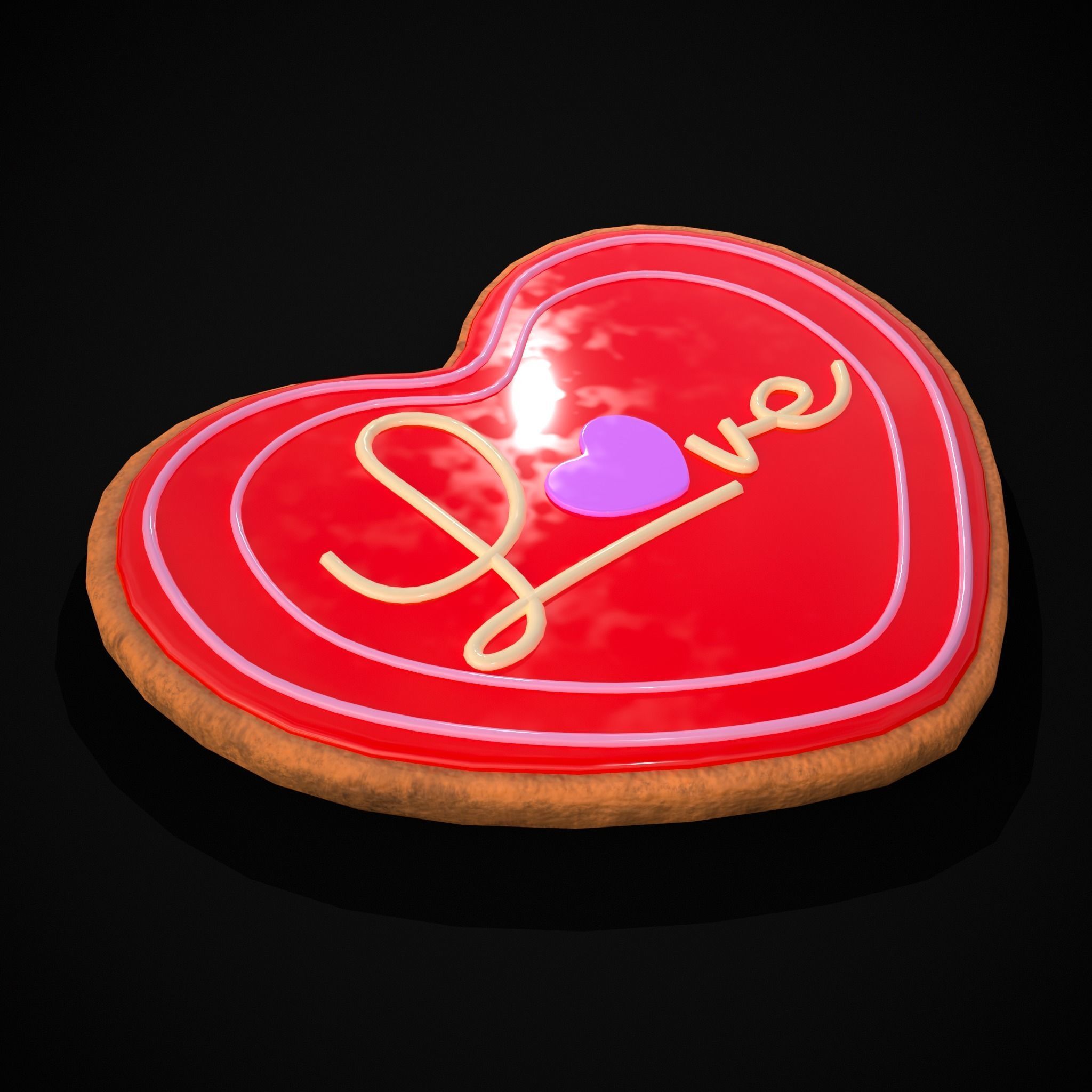 Valentines Love Icing Cookie Low-poly 3D model_9