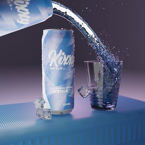 splash can of kool-aid being poured into glass 3D model