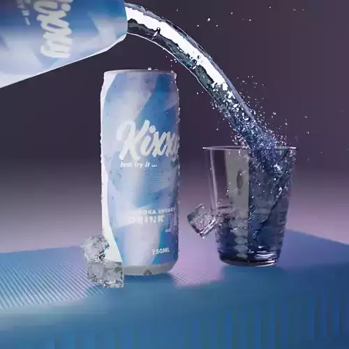 splash can of kool-aid being poured into glass 3D model