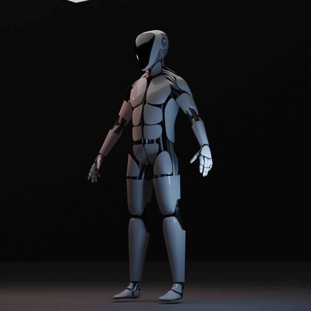 Futuristic robot - Game ready - Riged Low-poly 3D model_2