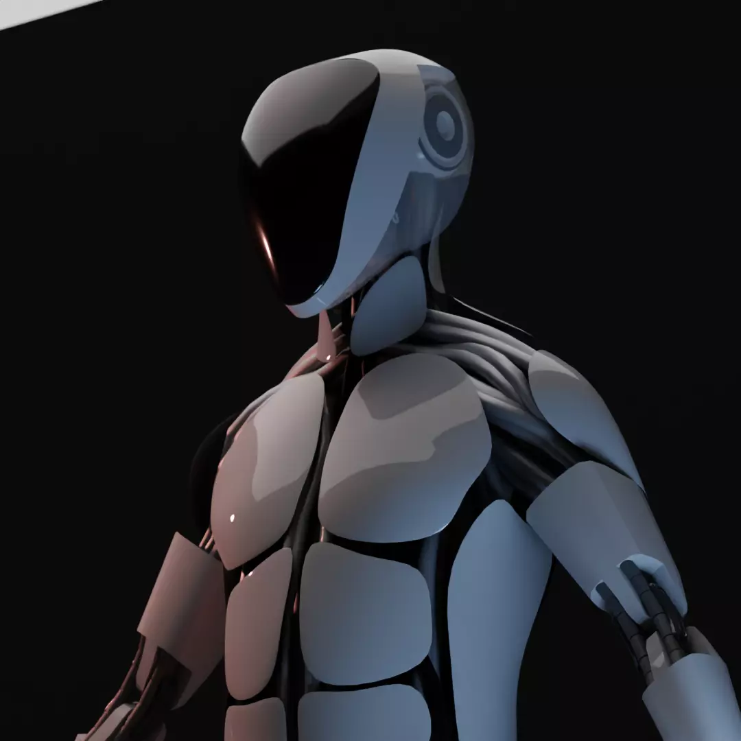 Futuristic robot - Game ready - Riged Low-poly 3D model_0